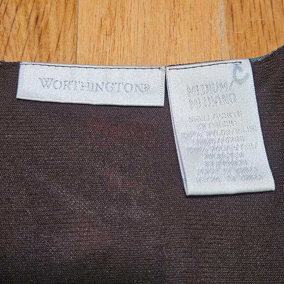 Vtg Worthington Top Womens M Brown Blue Y2K Forest Fairy Sheer Mesh Blouse - Picture 5 of 10